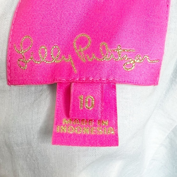 Lilly Pulitzer Sarafina Gingham Babydoll Womens Puff Short Sleeve Tie Top Blouse - Picture 14 of 16